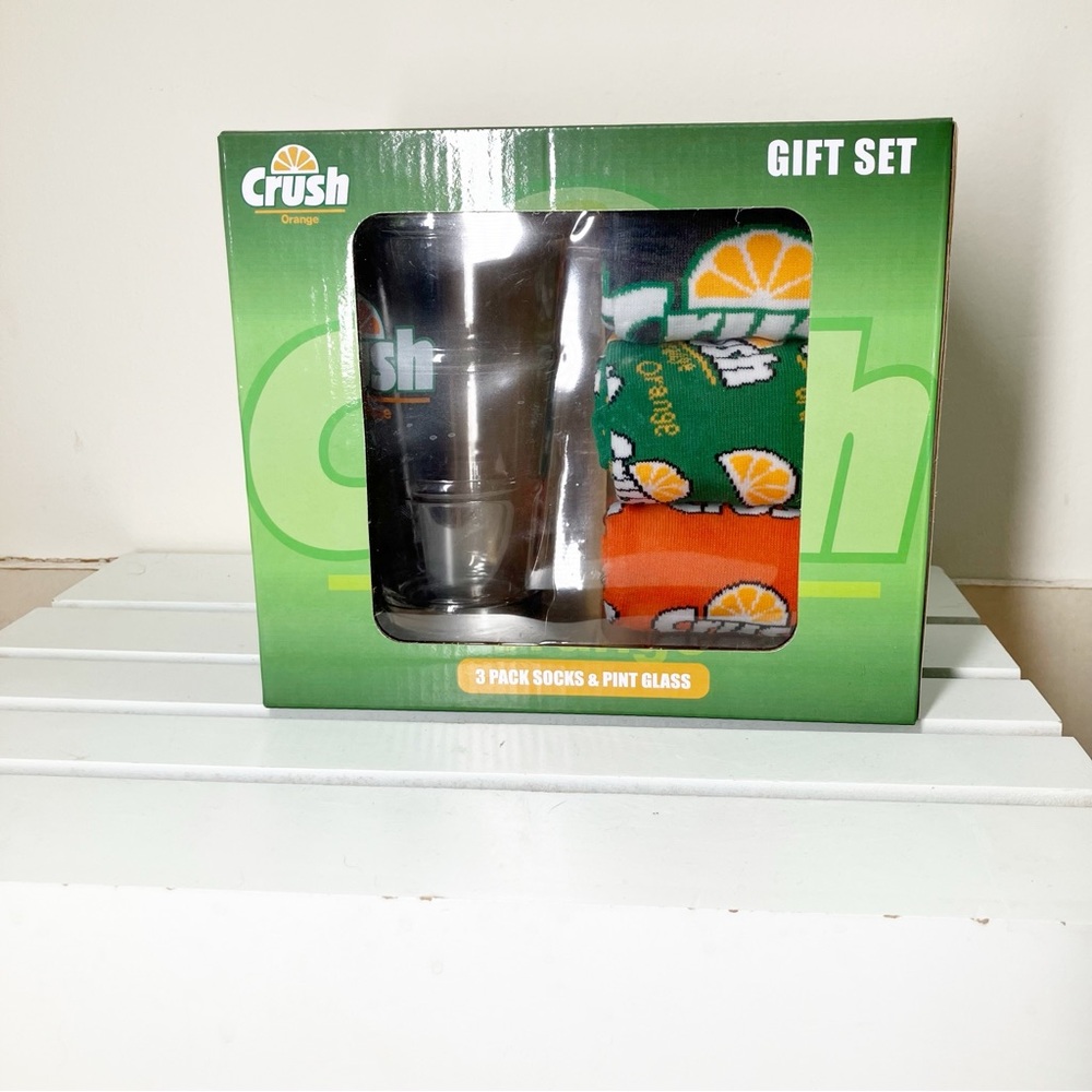 Orange Crush Socks and Pint Glass Gift Set